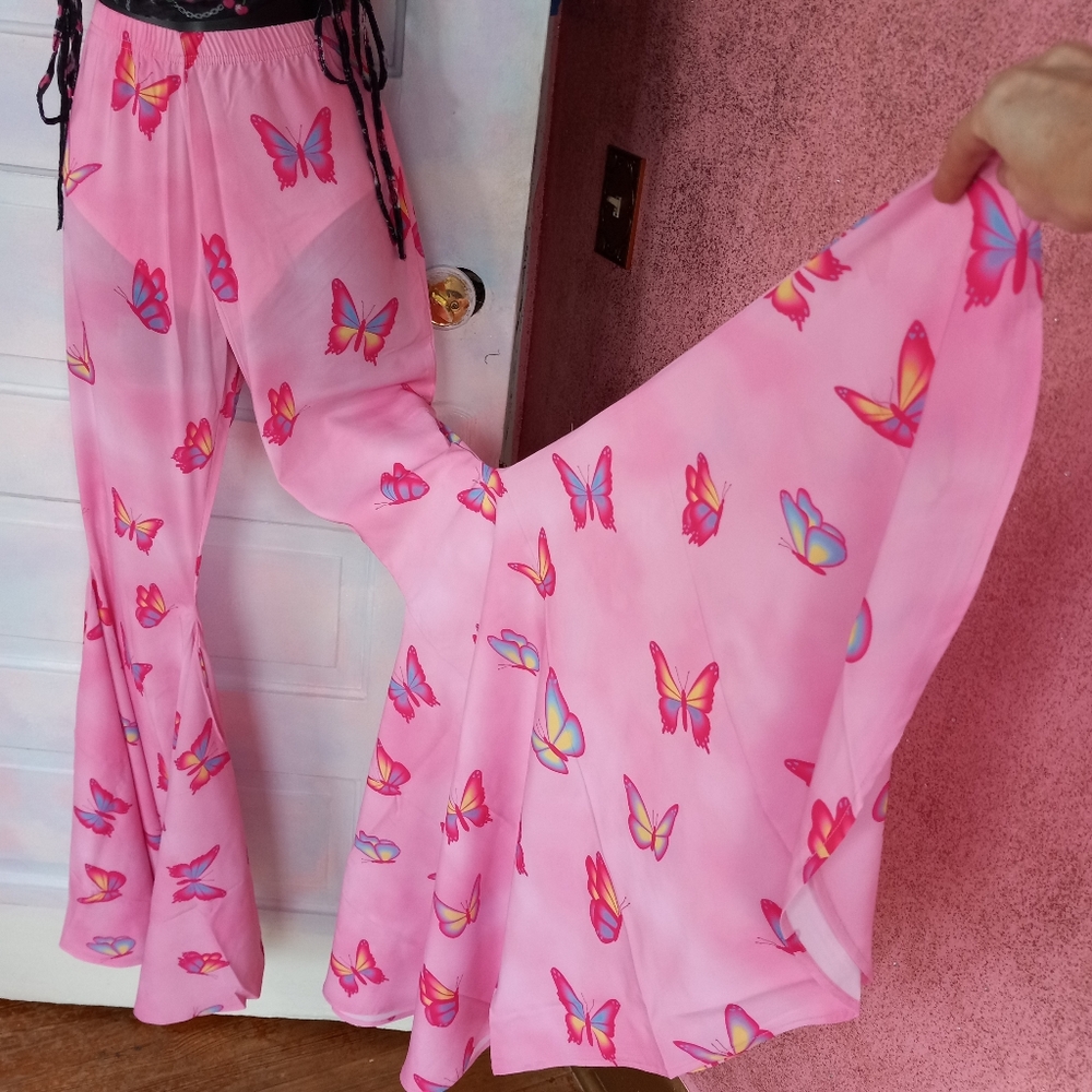 LAST 1! Fit&flare SUPER BELLS! Kawaii slightly sheer dolls kill 🦋  bellbottoms - Picture 7 of 16